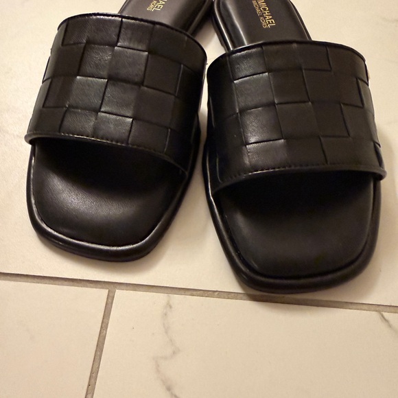 Michael Kors Black Woven Slide Sandals - Picture 2 of 7